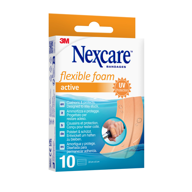 Foam bands Nexcare active flexible foam waterproof 6x10cm 10 pieces