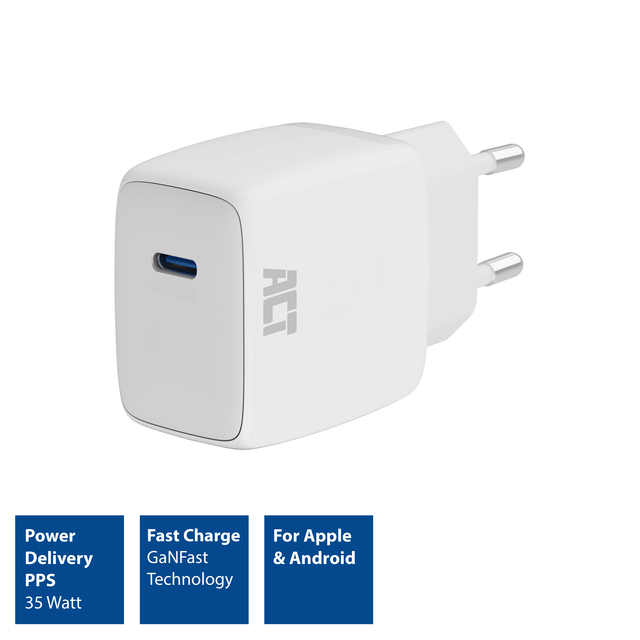 Oplader ACT 35w 1-poort usb c wit