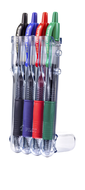 Gelschrijver Pilot clicker medium basis assorti Set2Go à 4 stuk