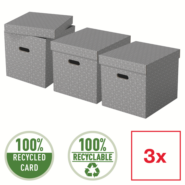 Opbergdoos Esselte home kubus 320x315x365mm grijs 3 stuks
