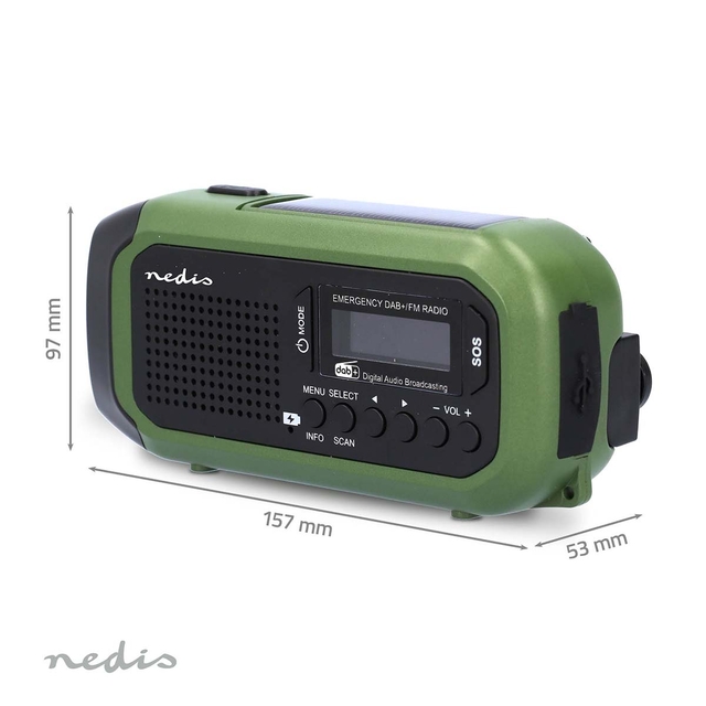 Noodradio Nedis DAB+ FM zonnepaneel