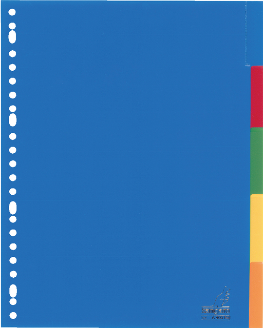 Dividers Kangaro A5 PP 120 micron 23 holes 5 tabs assorted windowtabs