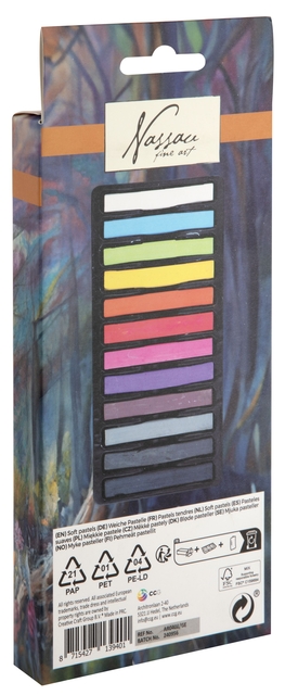 Pastelkrijt Nassau fine art zacht blister 12 stuks assorti