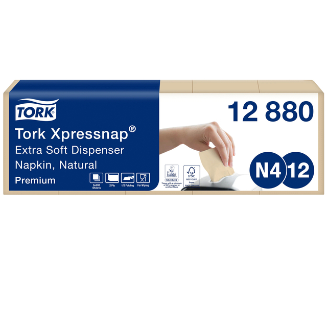 Napkins Tork Xpressnap® 1/2 ply 2-ply 1000pcs natural 1288