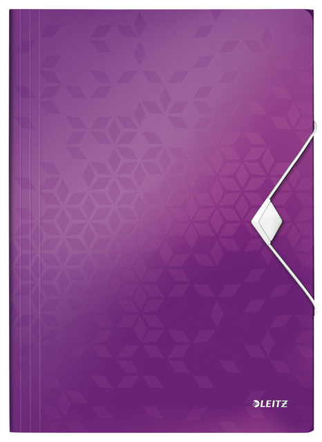 3-Flap Folder Leitz WOW  with elastic band PP purple