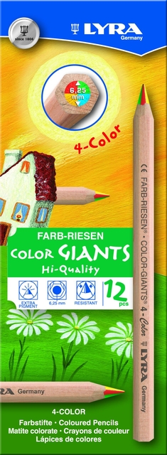 Kleurpotlood LYRA Color Giants Nature vierkleurig set à 12 stuk