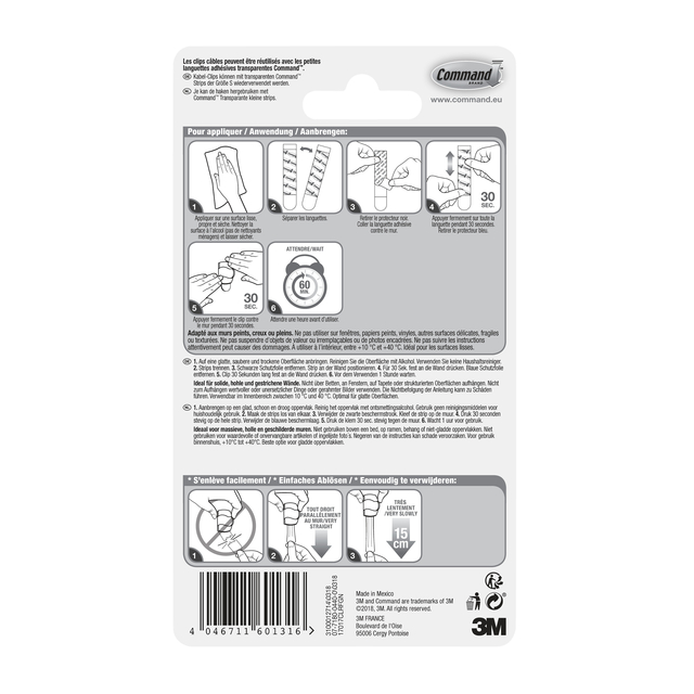Cable clamp Command round incl. mounting strips transparent 4 pieces