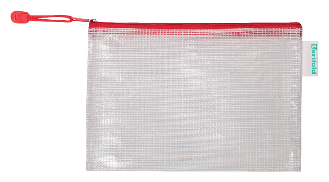 8 A5 mesh zipper bag red PVC 235x165mm