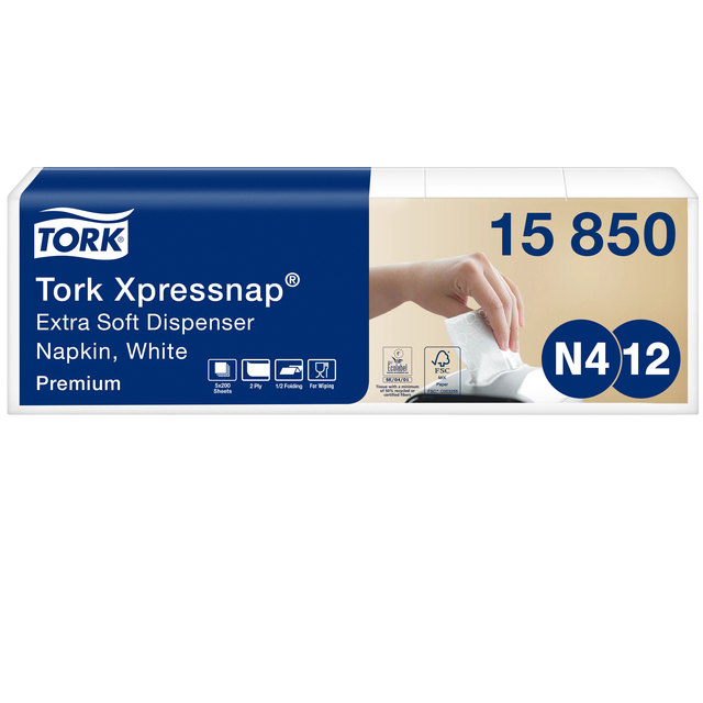 Napkins Expressnap N4 extra soft Premium 1/2 ply 2-ply white 15850