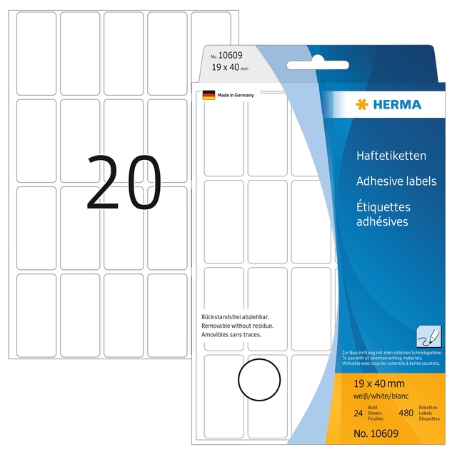 Adhesive labels white Movables 19x40 640 St.