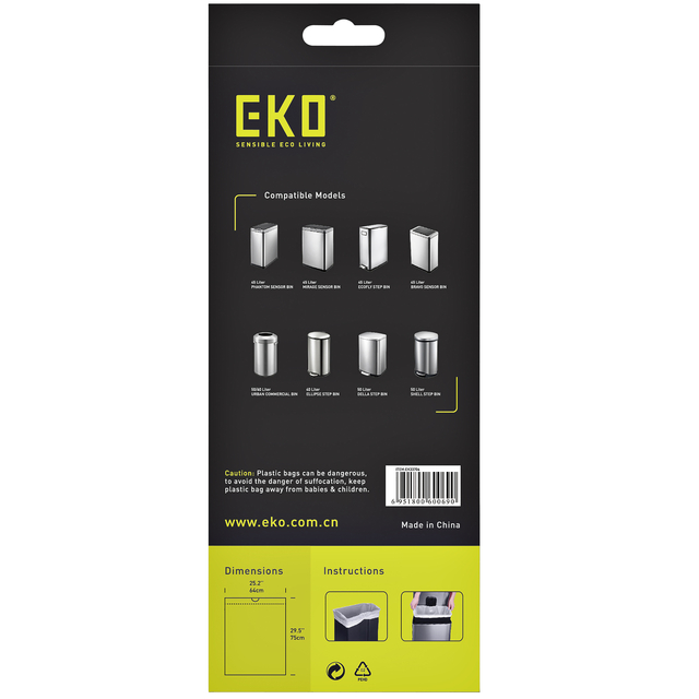 Afvalzak EKO MDPE type F met trekband 64x75cm 40-60L wit rol à 12 stuk