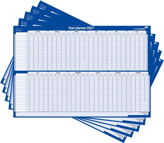 Projectplanner 2027 Legamaster 90x60cm horizontaal gelamineerd Engelstalig
