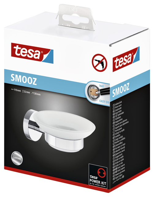 Zeephouder tesa® Smooz hoogglans verchroomd metaal zelfkleven
