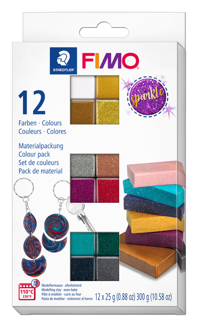 Klei Fimo effect colour pak à 12 sparkelende kleure
