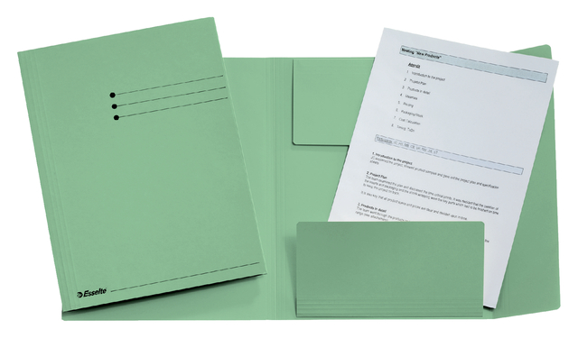 3-flap A4 folder Esselte manilla 275gr green