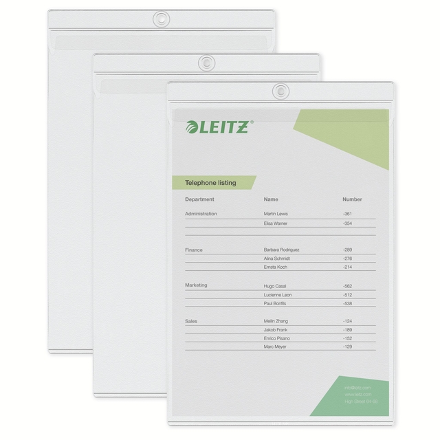 Insteekmap U-model Leitz Premium met ophangoog 0.20mm PVC A4 transparant 50 stuks