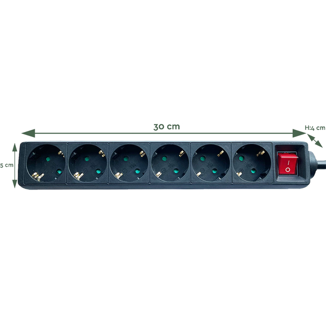Power strip BRASQ 6-way 1.4 meters black