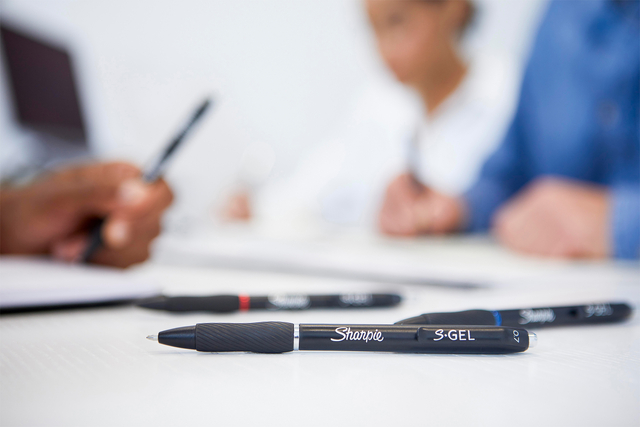 Gelschrijver Sharpie S-gel medium zwart blister à 3 stuk