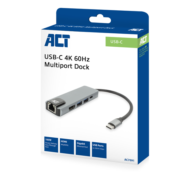 Dockingstation ACT USB-C 4K for 1 HDMI monitor