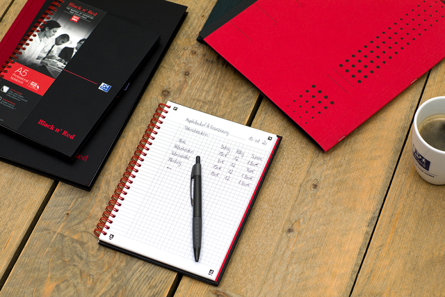 OXFORD Black n' Red A5 Hardback Twin-wire Notebook Ruled 140 Pages Black SCRIBZEE® Compatibl