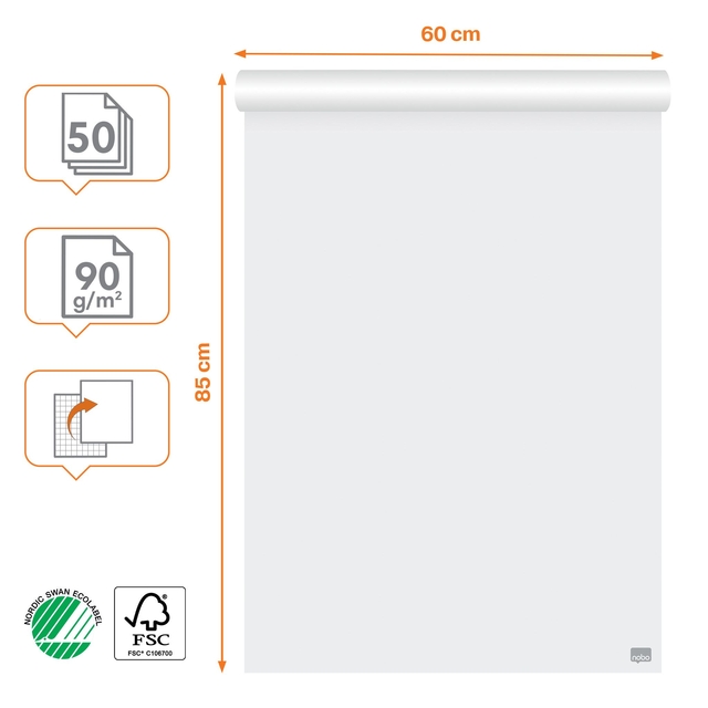 Flipoverpapier Nobo premium 60x85cm dubbelzijdig 50vel