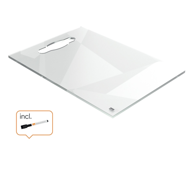 Nobo transparent acrylic notice board with handle A4