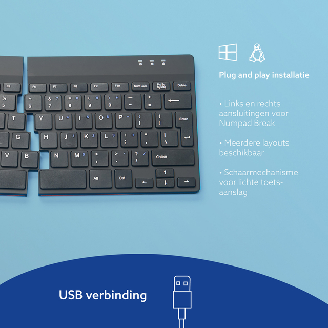 R-Go Split Ergonomic Keyboard, AZERTY (BE), black, wired
