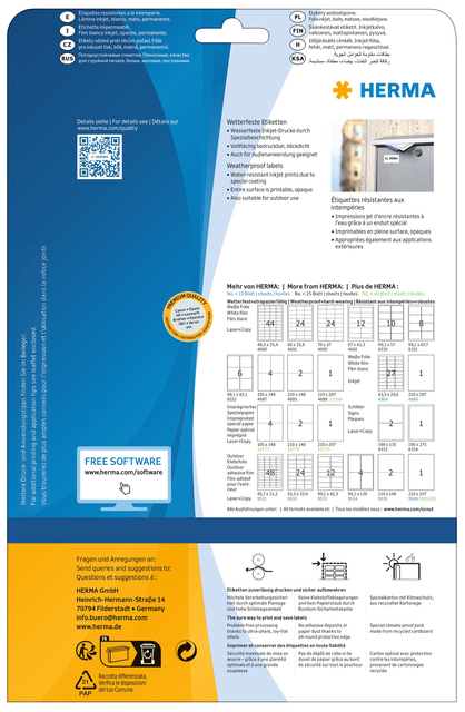 Inkjet labels A4, 63,5 x 29,6 mm, white, permanent adhesion