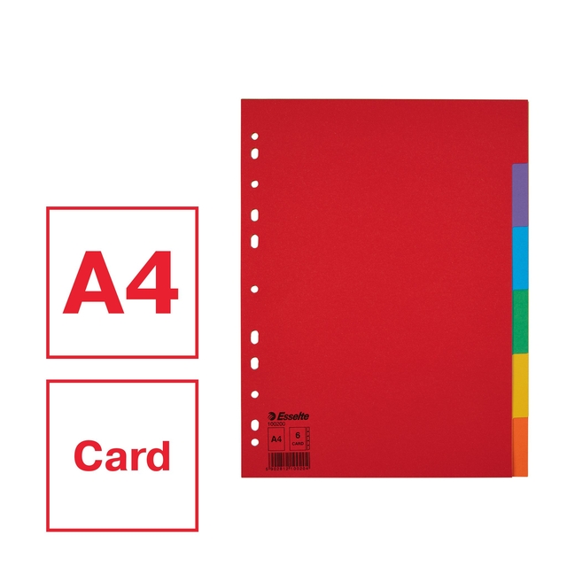Divider Esselte Economy A4 6 tabs 11-rings cardboard multicolor