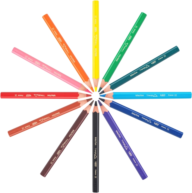 Kleurpotloden BicKids Evolution ecolutions assorti schoolbox à 144 stuk