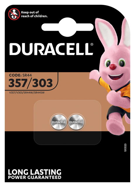 Batterij Duracell knoopcel 2x357/303 zilver oxide Ø11,6mm 2 stuk
