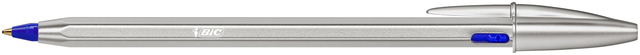 Balpen Bic Cristal Re-new medium zilver + 2 vullingen blauw