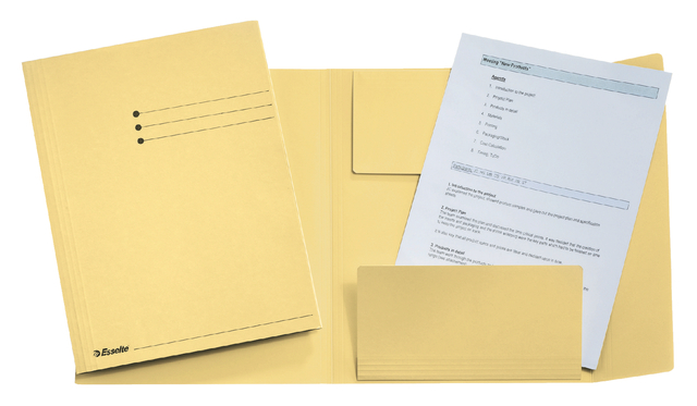 3-flap folio folder Esselte manilla 275gr yellow