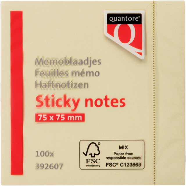 Sticky notes Quantore 76x76mm yellow
