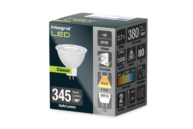 Ledlamp Integral MR16 2700K warm wit 2.7W 380lumen