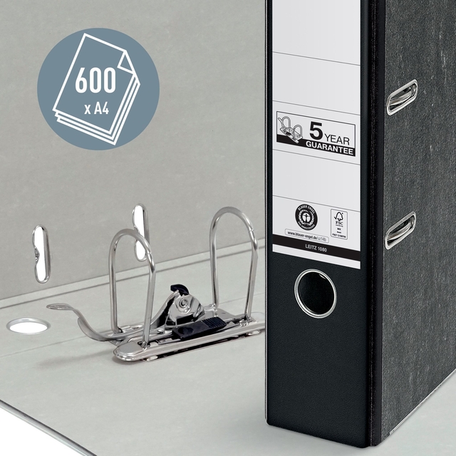 Lever arch file Leitz  Classic Marbled 80mm,100% recycled card black