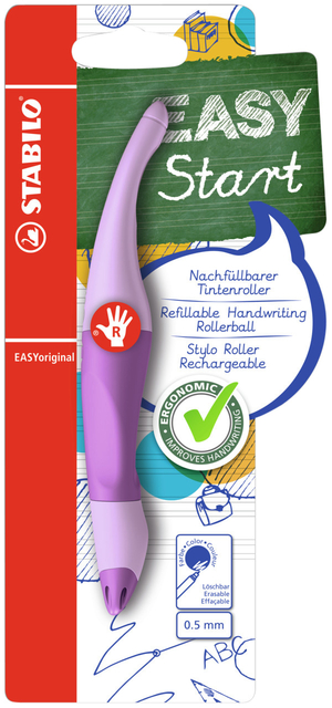 Rollerpen STABILO Easyoriginal  rechtshandig medium pastel lila blush blister à 1 stu