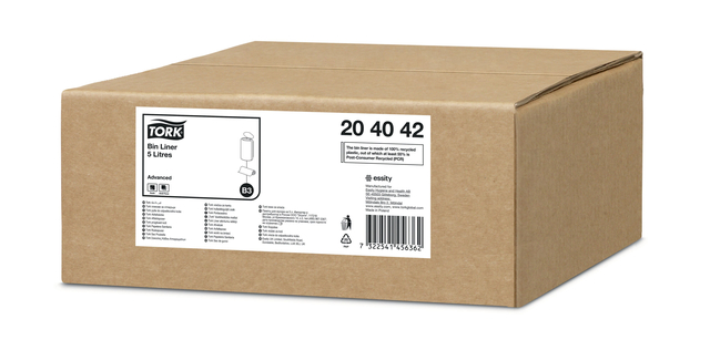 Afvalzak Tork B3 Advanced 33x40cm 5L transparant 204042