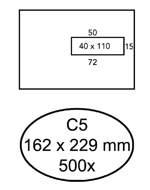 Envelope C5 gummed white 80 gsm FSC window right