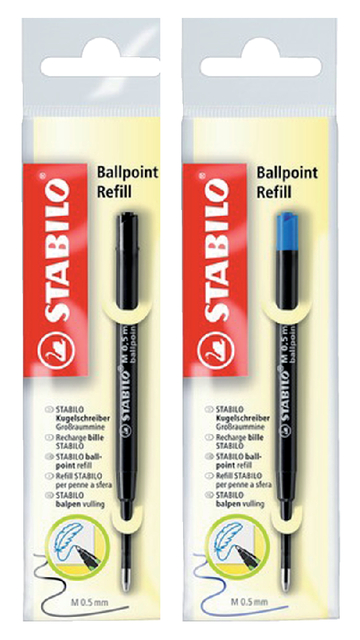 Balpenvulling STABILO standaard medium blauw blister à 1 stu
