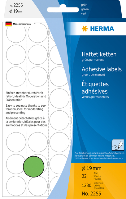 Multi-purpose labels ø 19mm green 1280 pcs