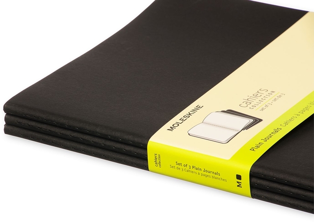 Schrift Moleskine 190x250mm blanco 240 pagina's 70gr zwart set à 3 stuk