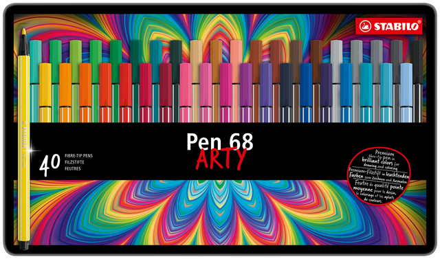 Viltstift STABILO Pen 68/40 Arty medium assorti blik à 40 stuk