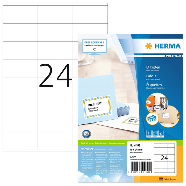 Labels white 70x36 SuperPrint 2400 pcs.