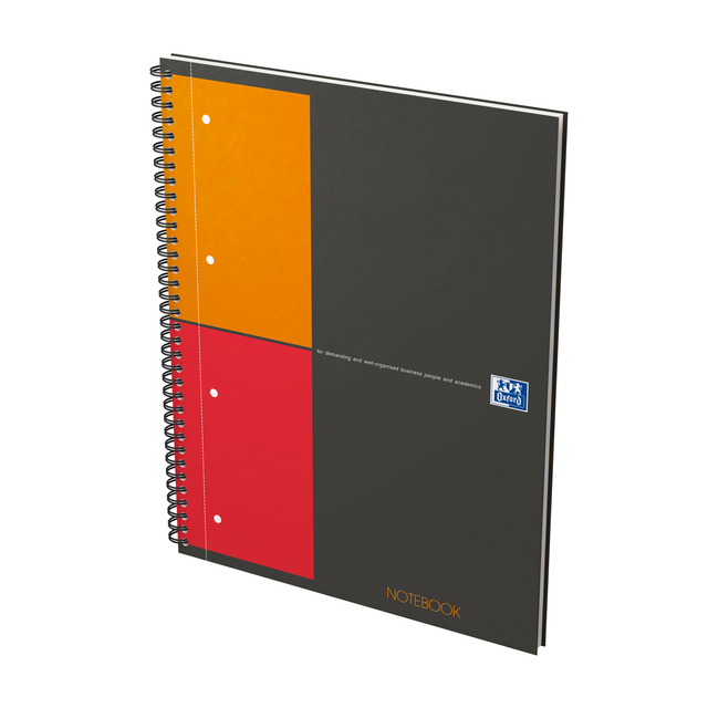 OXFORD International A4+ Hardback Twin-wire Notebook 5mm Squares 160 Pages Grey SCRIBZEE® Compatibl