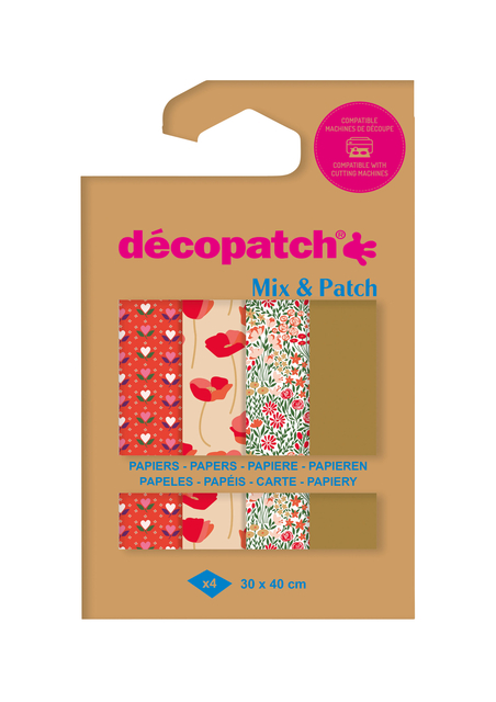 Hobbypapier Décopatch 30x40cm set à 4 vel thema Love is in the Mead