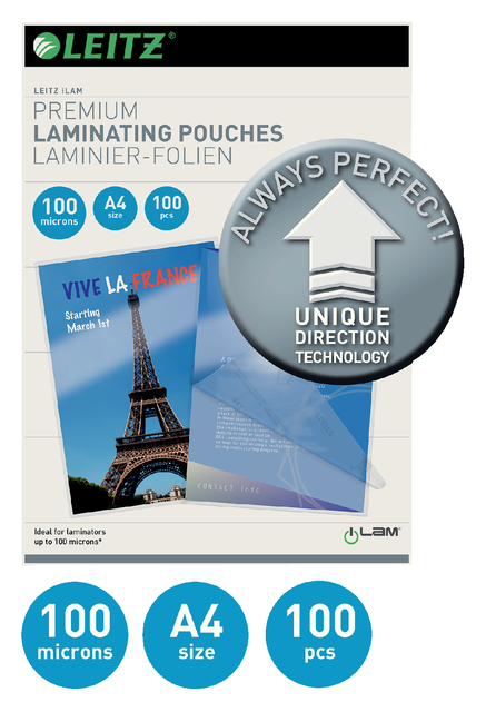 Lamineerhoes Leitz iLAM A4 2x100micron 100 stuks