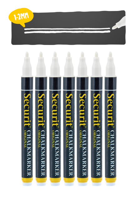 Krijtstift Securit SMA-100 rond wit 1-2mm blister à 7 stuks