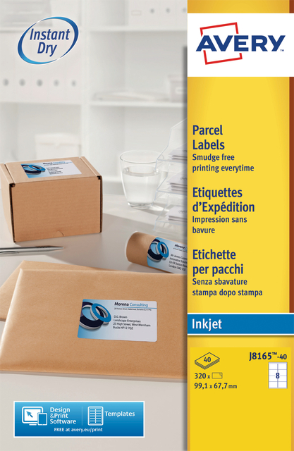 Etiket Avery J8165-40 99.1x67.7mm wit 320stuks
