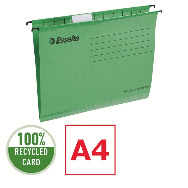 Reinforced Suspension File Esselte Classic A4 V-bottom green